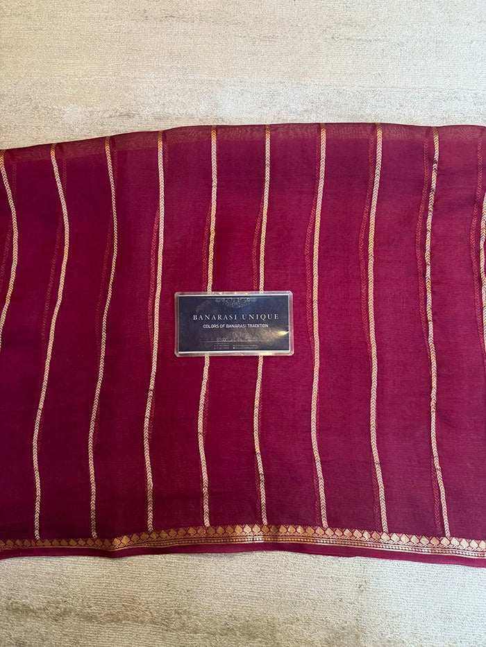PURE KADHUA ORGANZA SITARA BUTI SAREE - MAGENTA