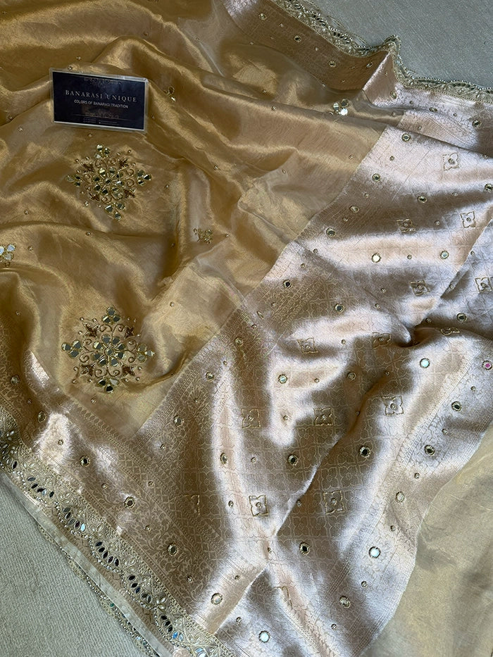 FLORAL BUTA- MIRROR - NATURAL GOLD
