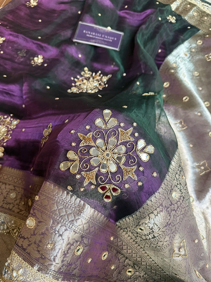 FLORAL BUTA- MIRROR - DHOOP CHAAV DARK PURPLE GREEN