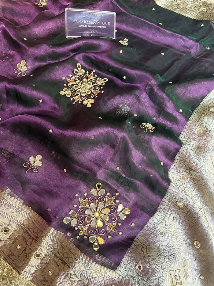 FLORAL BUTA- MIRROR - DHOOP CHAAV DARK PURPLE GREEN