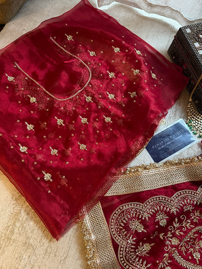 ALL OVER EMBROIDERED DESIGNER BLOUSE PURE TISSUE SAREE