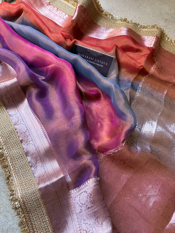 RANGKAAT PURE TISSUE SAREE - MULTICOLOUR