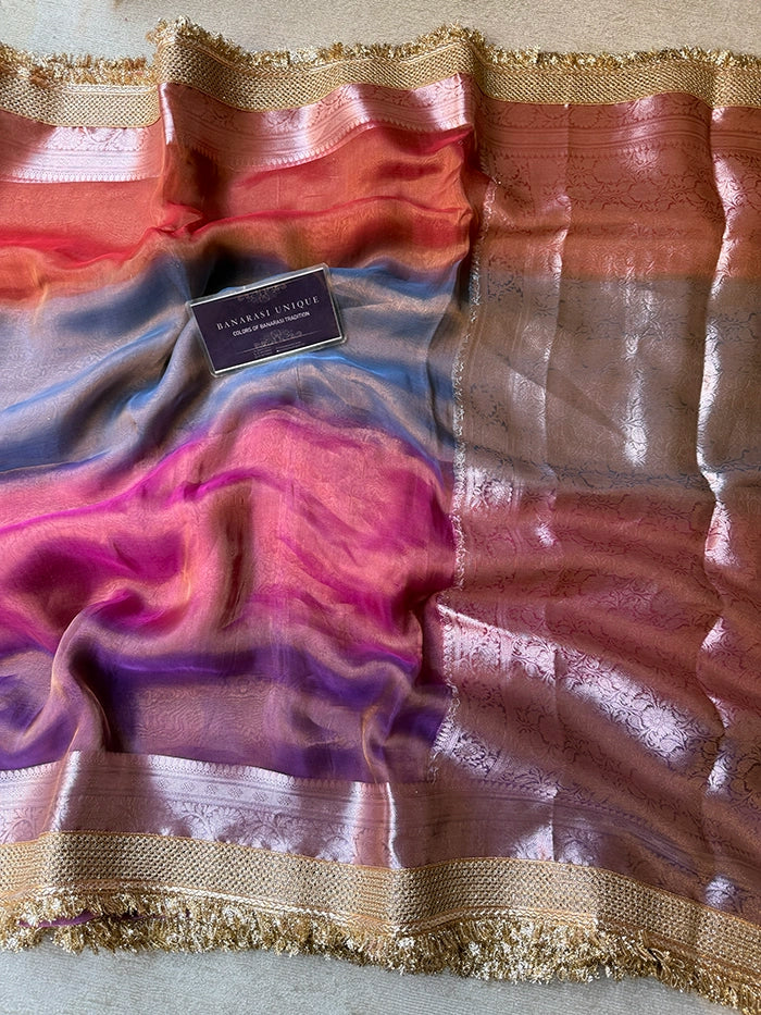 RANGKAAT PURE TISSUE SAREE - MULTICOLOUR