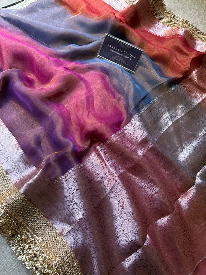 RANGKAAT PURE TISSUE SAREE - MULTICOLOUR
